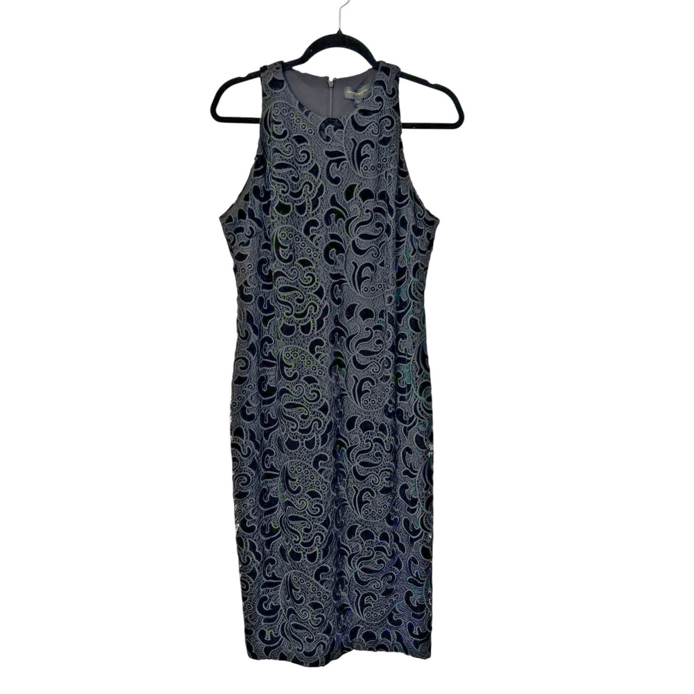 Donna Karan New York Dress Womens Size 10 Black Lace Sleeveless Textured‎ Sheath